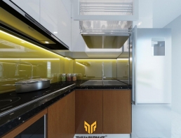 Tủ bếp nhựa Melamine cho không gian siêu hẹp