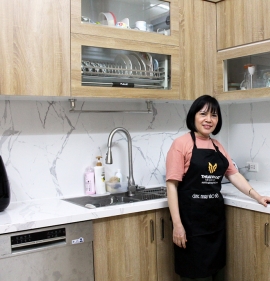 Tủ bếp Picomat cánh Melamine, chị Thắng - Nguyễn Khang, Cấu Giấy, HN