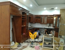 Công trình tủ bếp gỗ Xoan Đào nhà anh Khuyến - KĐT Dương Nội, Hà Đông, Hà Nội