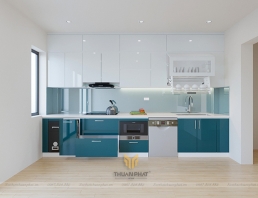 Tủ Bếp Acrylic màu xanh Mallard