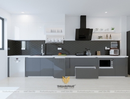 Tủ bếp Inox cánh Acrylic với thiết kế kệ mở ACI102