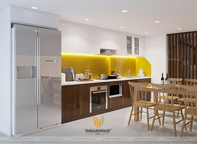 Mẫu nhà bếp nhỏ đẹp đầy đủ công năng với phụ kiện thông minh