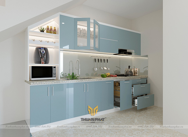 Mẫu tủ bếp acrylic bóng gương đẹp "MÃN NHÃN" mới nhất
