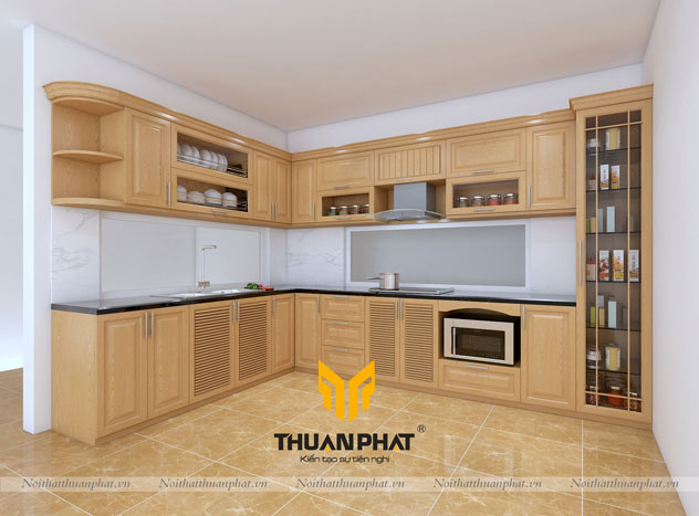 Tủ bếp gỗ Sồi Mỹ - Đánh giá chất lượng, giá cả và mẫu mã