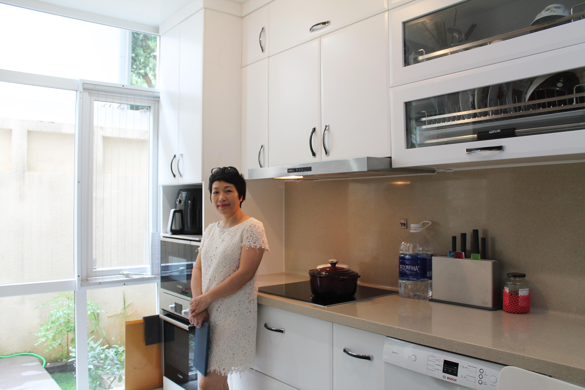 Tủ bếp thùng Inox cánh MDF phun sơn, anh Khởi - KĐT Ecopark, Hưng Yên