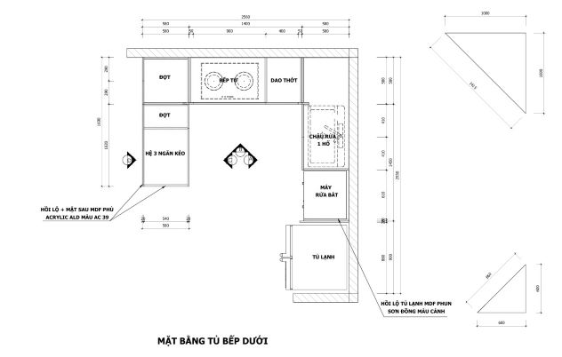mặt bằng tủ bếp dưới