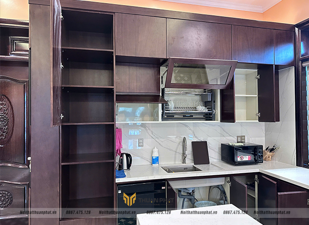 bộ tủ bếp kết hợp với tủ thiết bị, tối ưu công năng