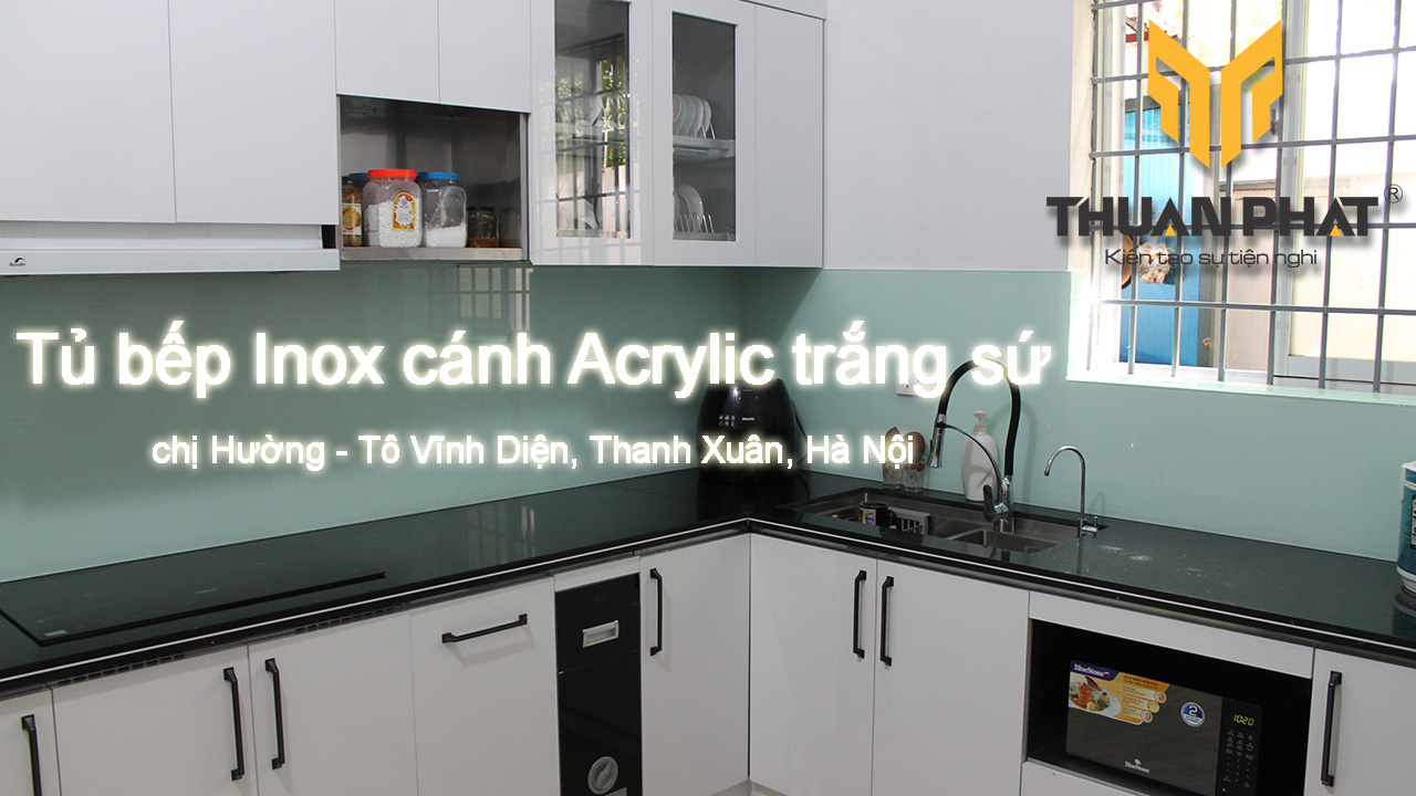 Tủ bếp Inox cánh Acrylic - chị Hường - Tô Vĩnh Diện, Thanh Xuân, HN