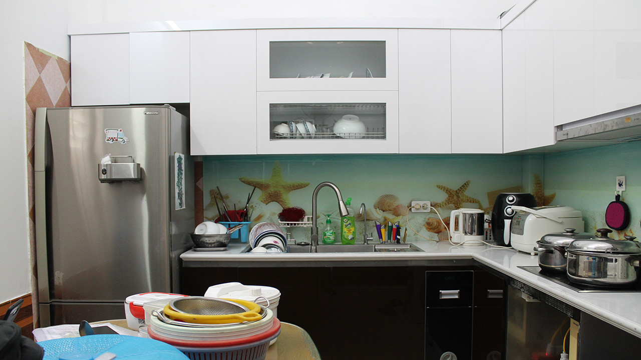 Tủ bếp Inox cánh Acrylic - chị Thủy - Lạc Long Quân, Tây Hồ, HN