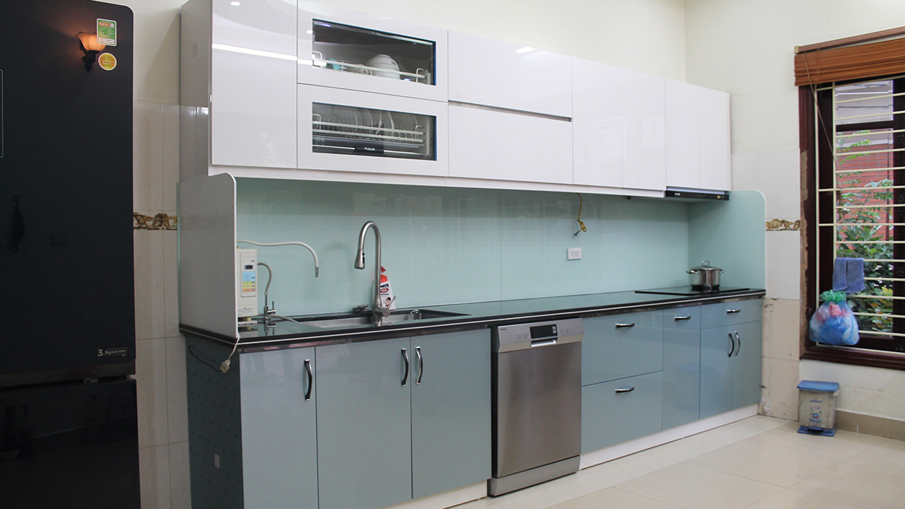 Thi Công Tủ bếp Inox cánh Acrylic - cô Nhung - Tây Mỗ, Nam Từ Liêm, HN