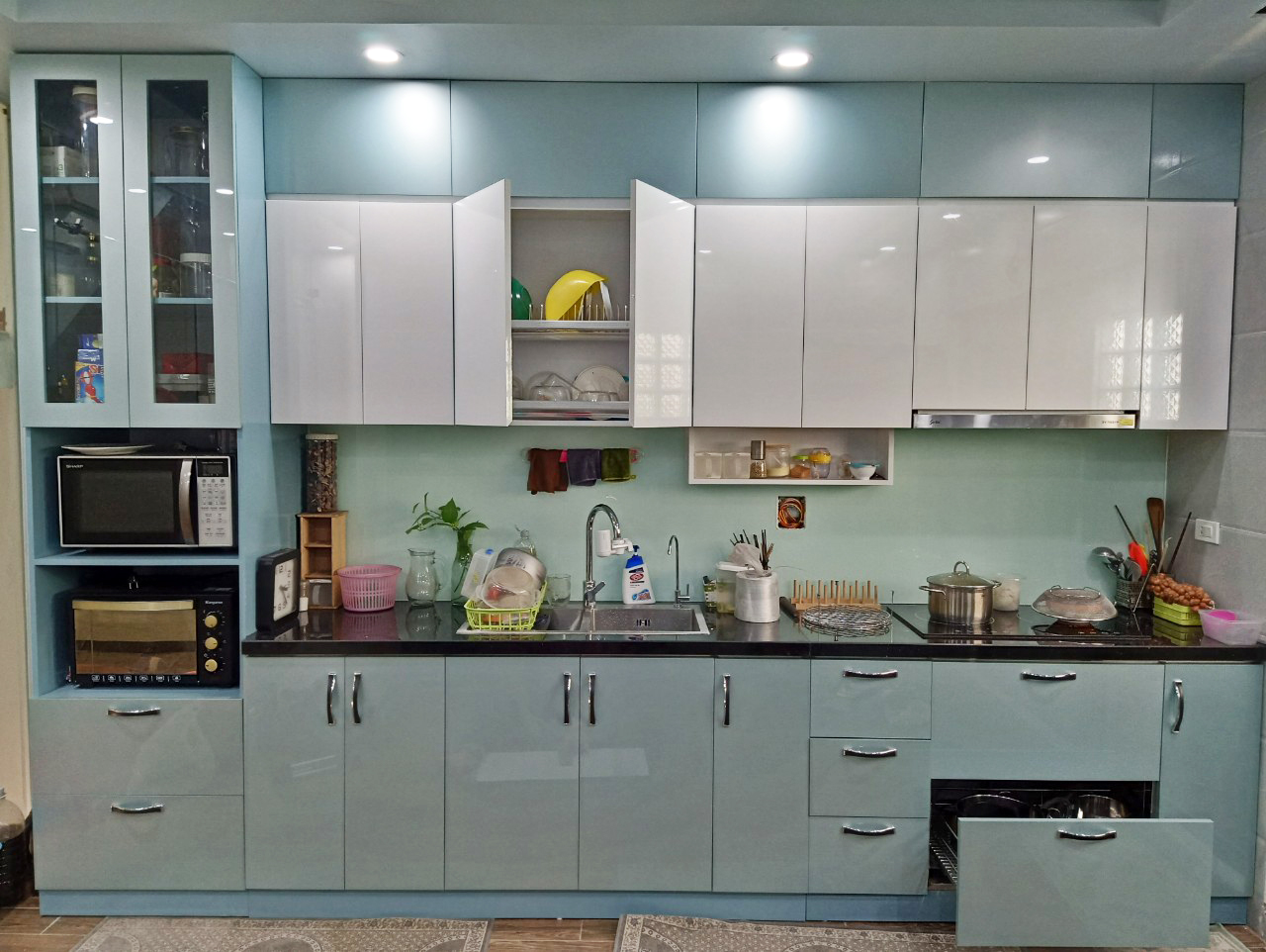 Tủ bếp Inox cánh Acrylic, anh Hiếu - Thanh Trì, HN