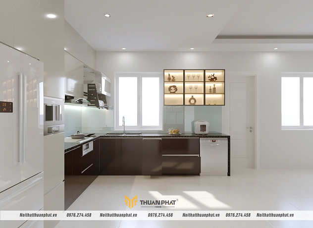 Tủ bếp nhựa thiết kế chữ L tối ưu công năng và tiết kiệm diện tích
