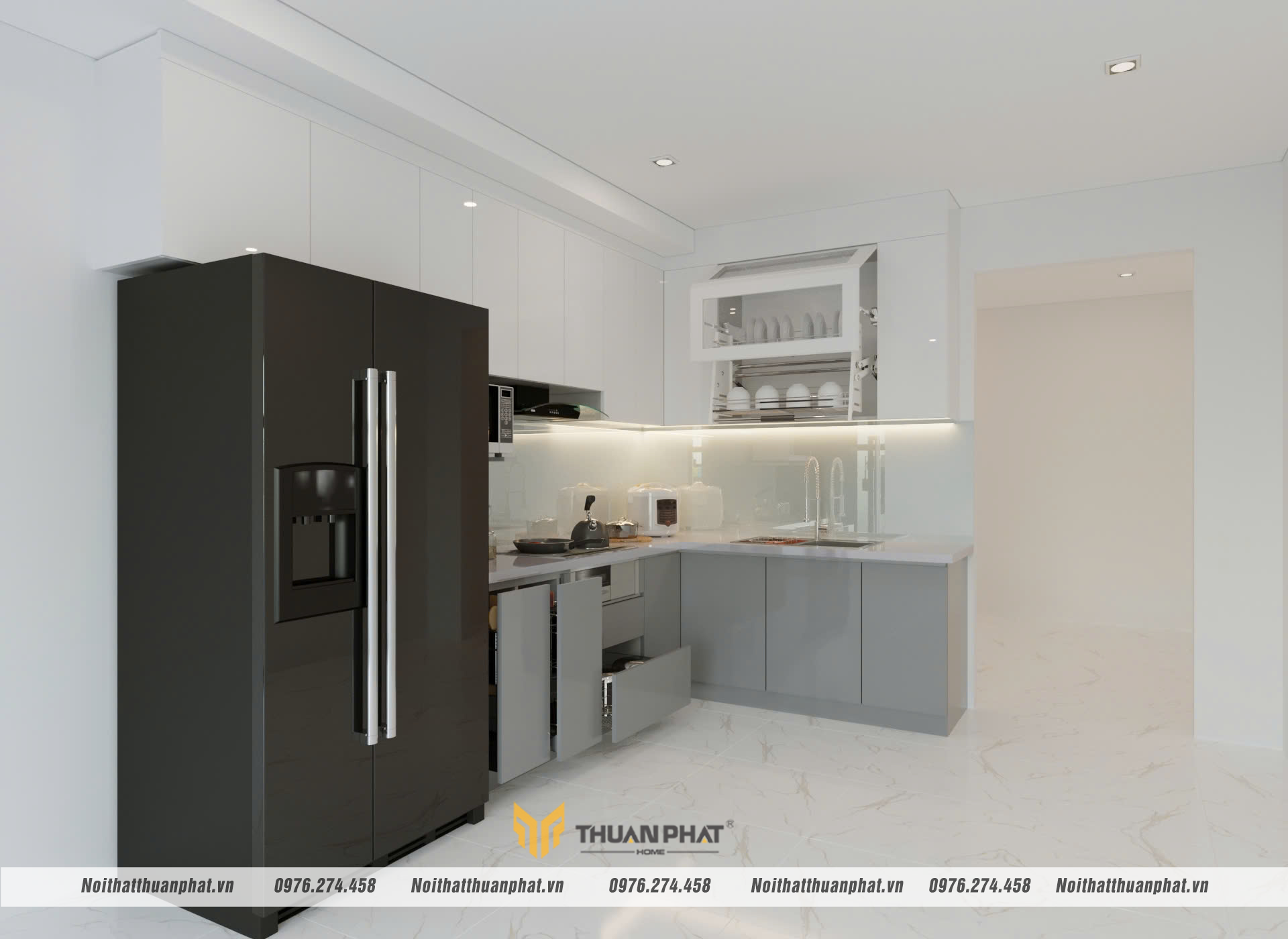 Mẫu tủ bếp nhựa được làm từ thùng nhựa Picomat của Thuận Phát
