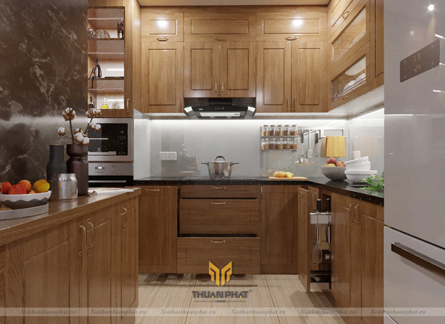 Tủ bếp gỗ Sồi Nga chính là giải pháp hợp lý và hoàn hảo cho những ai yêu thích thiết kế tủ bếp theo phong cách mang đậm chất cổ điển, sang trọng và đẳng cấp. Chất lượng và độ bền của sản phẩm là điều phải đảm bảo và chúng tôi sẽ không để khách hàng thất vọng.