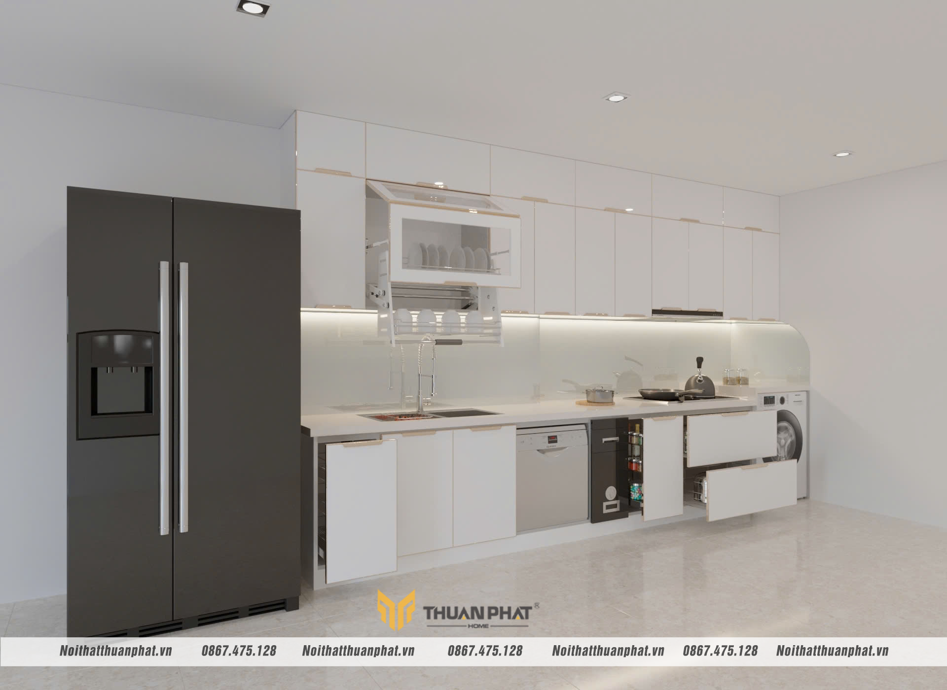 Mẫu tủ bếp IK175 nhìn chính diện