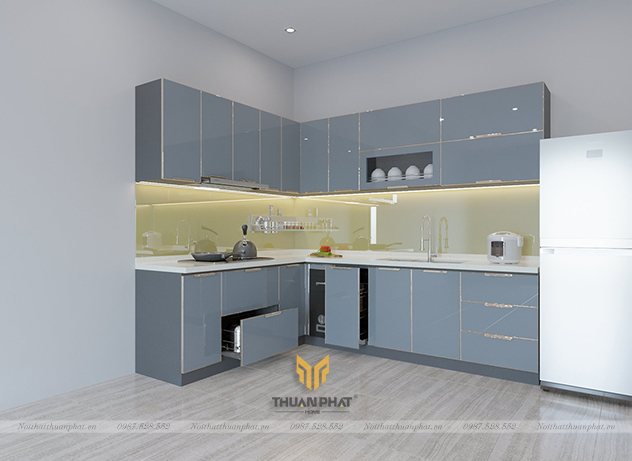 mẫu tủ bếp bền đẹp, sáng bóng