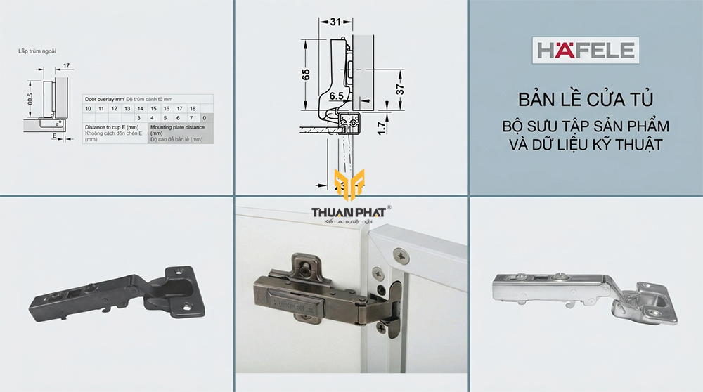 Bản lề Hafele Metalla SM 110 độ cho cửa khung nhôm có giảm chấn