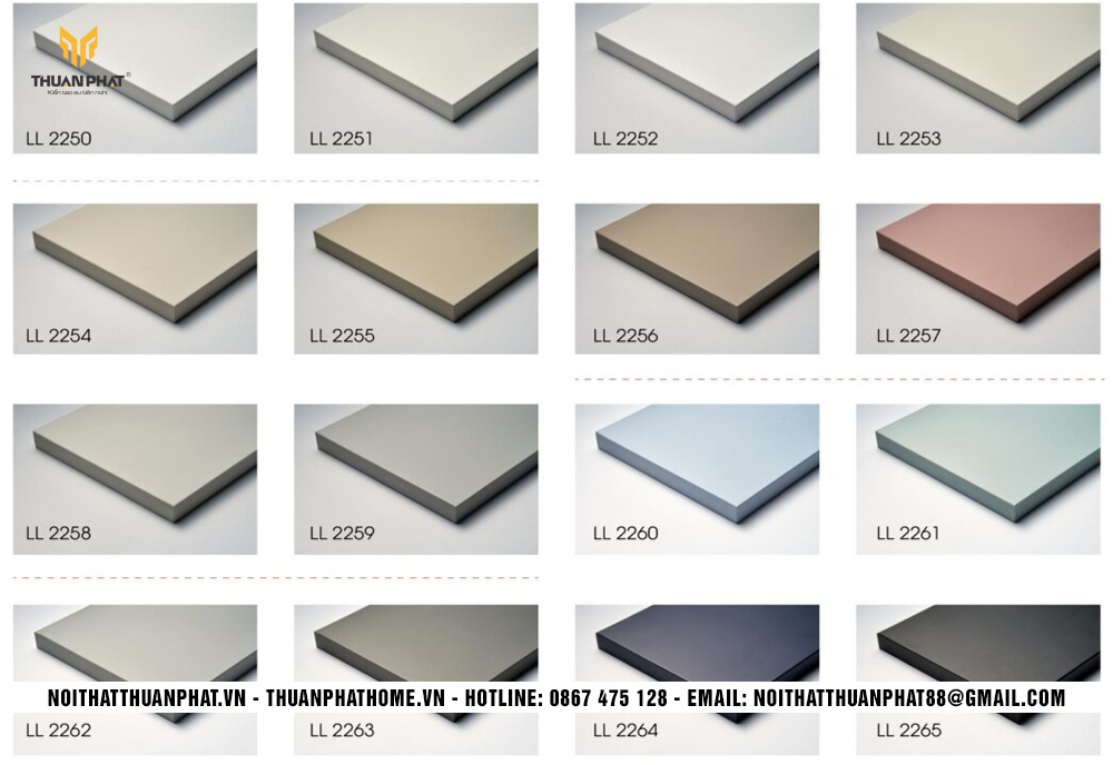 Bảng màu gỗ Laminate An Cường đơn sắc