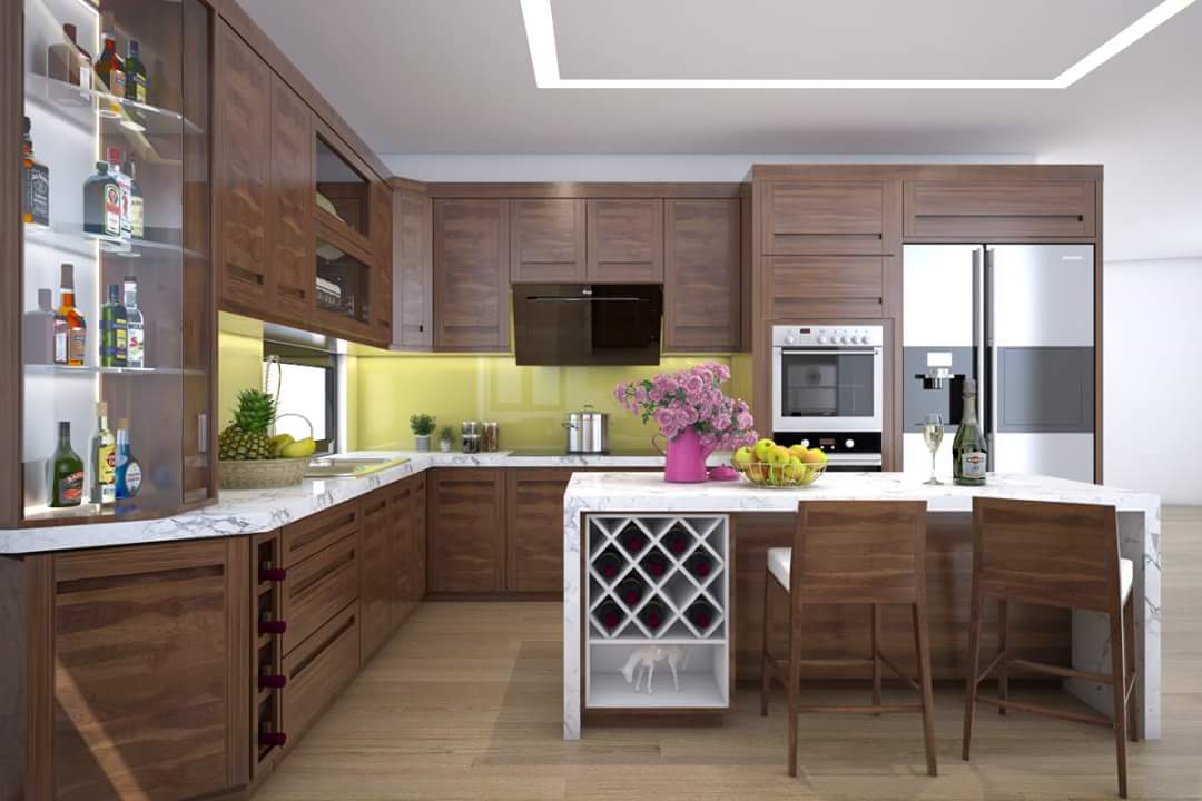 Tủ bếp có quầy bar , bàn đảo xu hướng mới không thể bỏ qua năm 2023