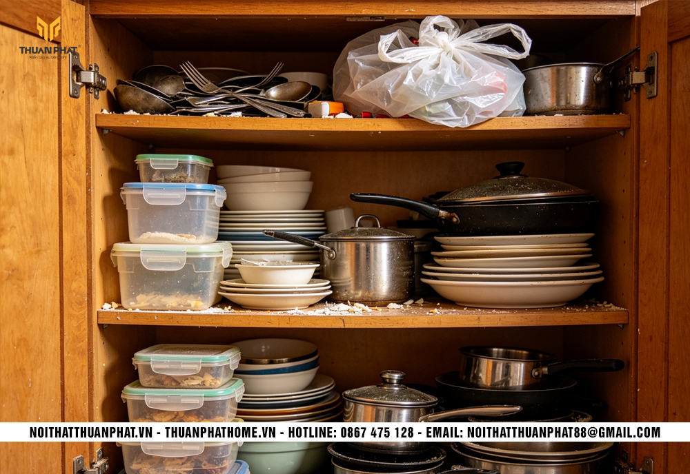 Khoang tủ quá kín bày nhiều đồ