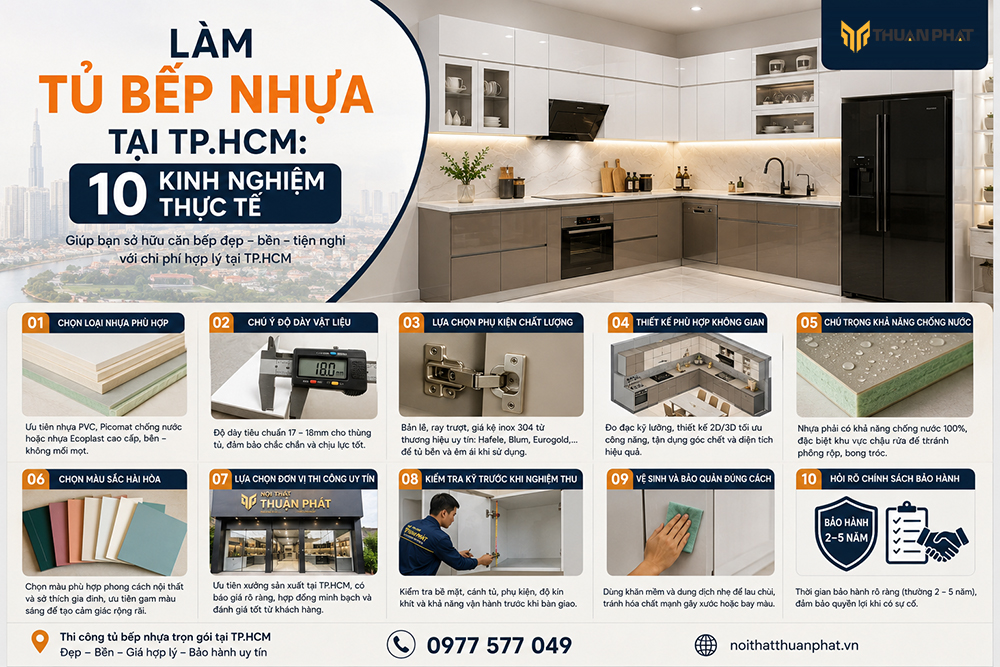 Làm Tủ Bếp Nhựa Tại TP.HCM: 10 Kinh Nghiệm Thực Tế