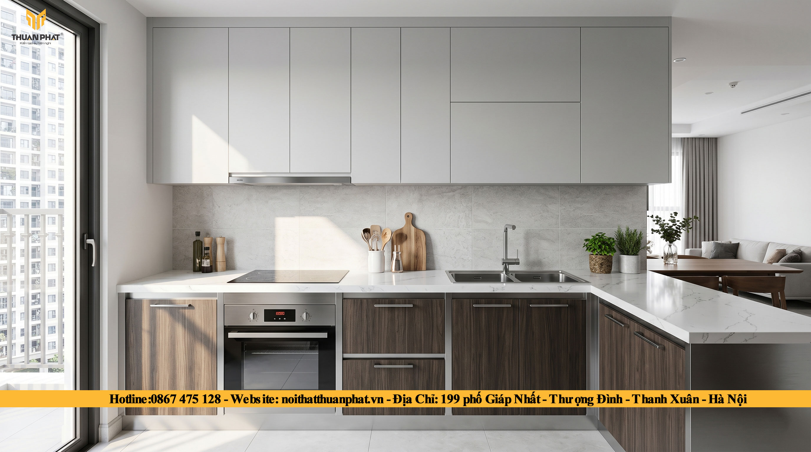 Mẫu Tủ Bếp Inox Laminate cho chung cư