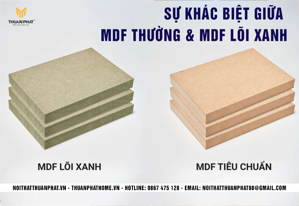 Gỗ MDF lõi thường và gỗ MDF lõi xanh chống ẩm