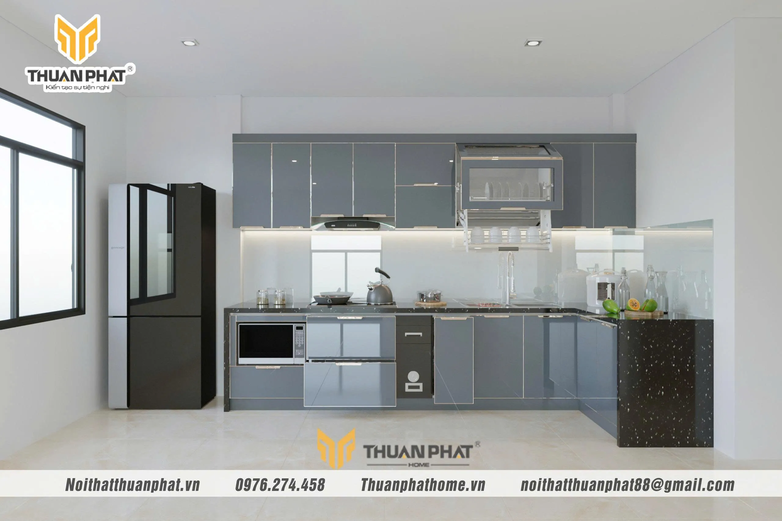 Kính cường lực 5mm phủ sơn nhiệt ,thùng inox 304 ,khung viền nhôm Anode