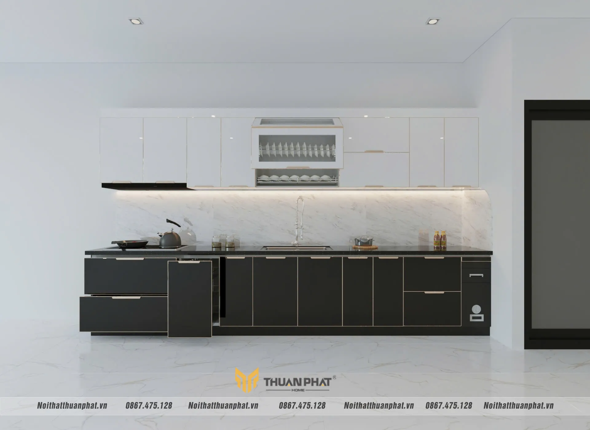 Tủ bếp inox cánh kính nhà chị Quỳnh Anh - Phương Liệt