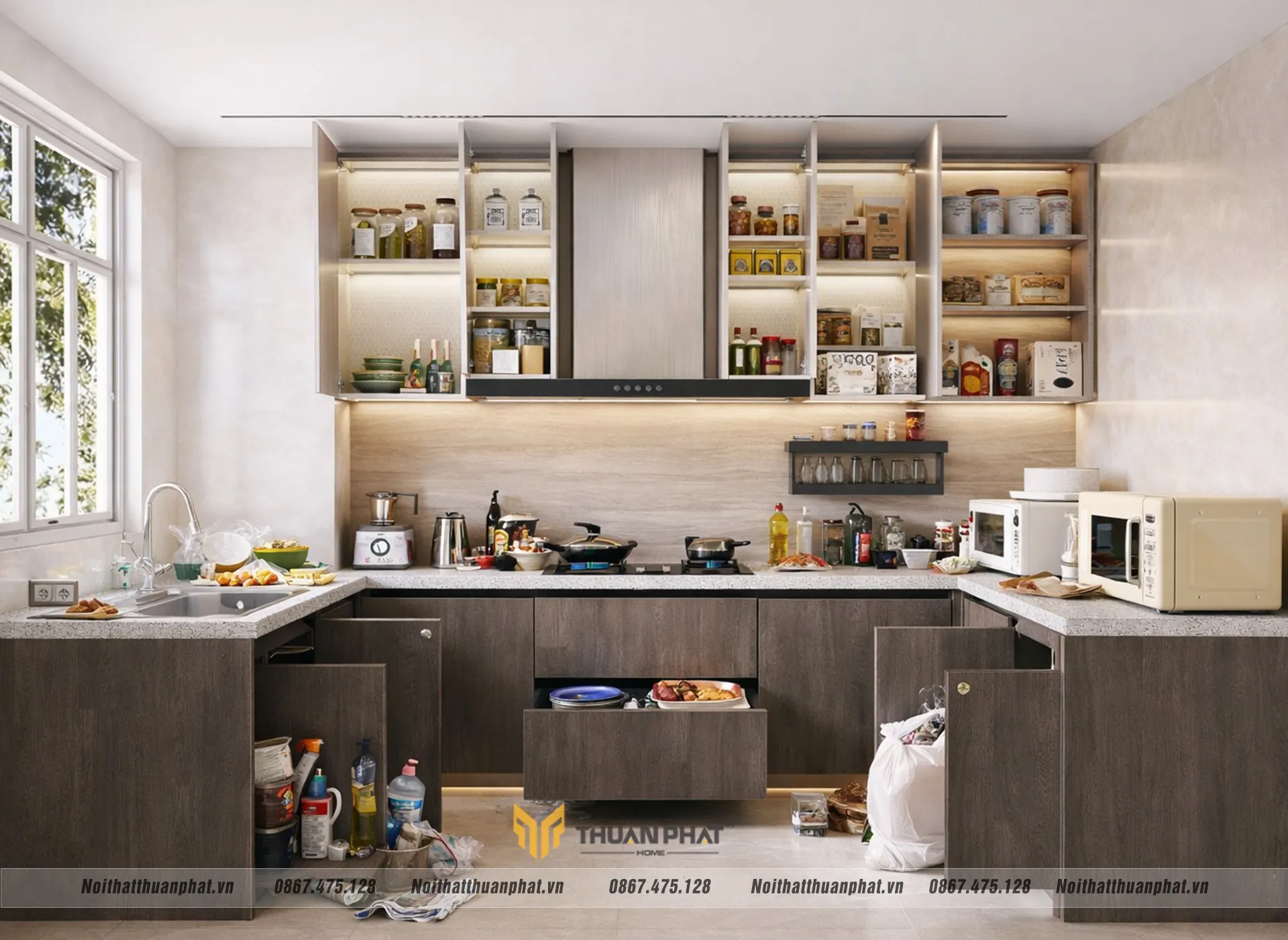 Căn bếp được bố trí lộn xộn chưa tối ưu công năng