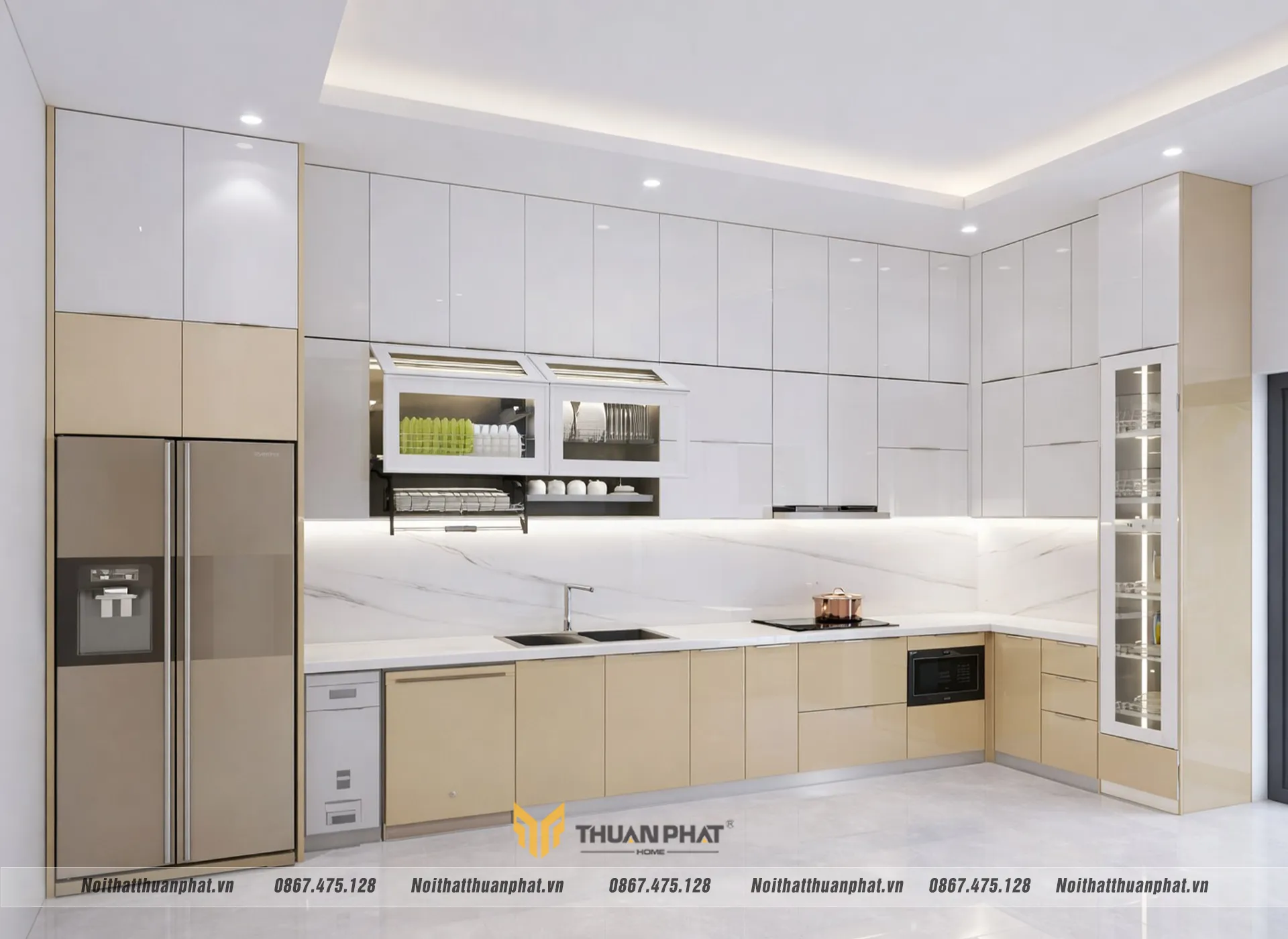 Cánh kính phối vàng - trắng kịch trần