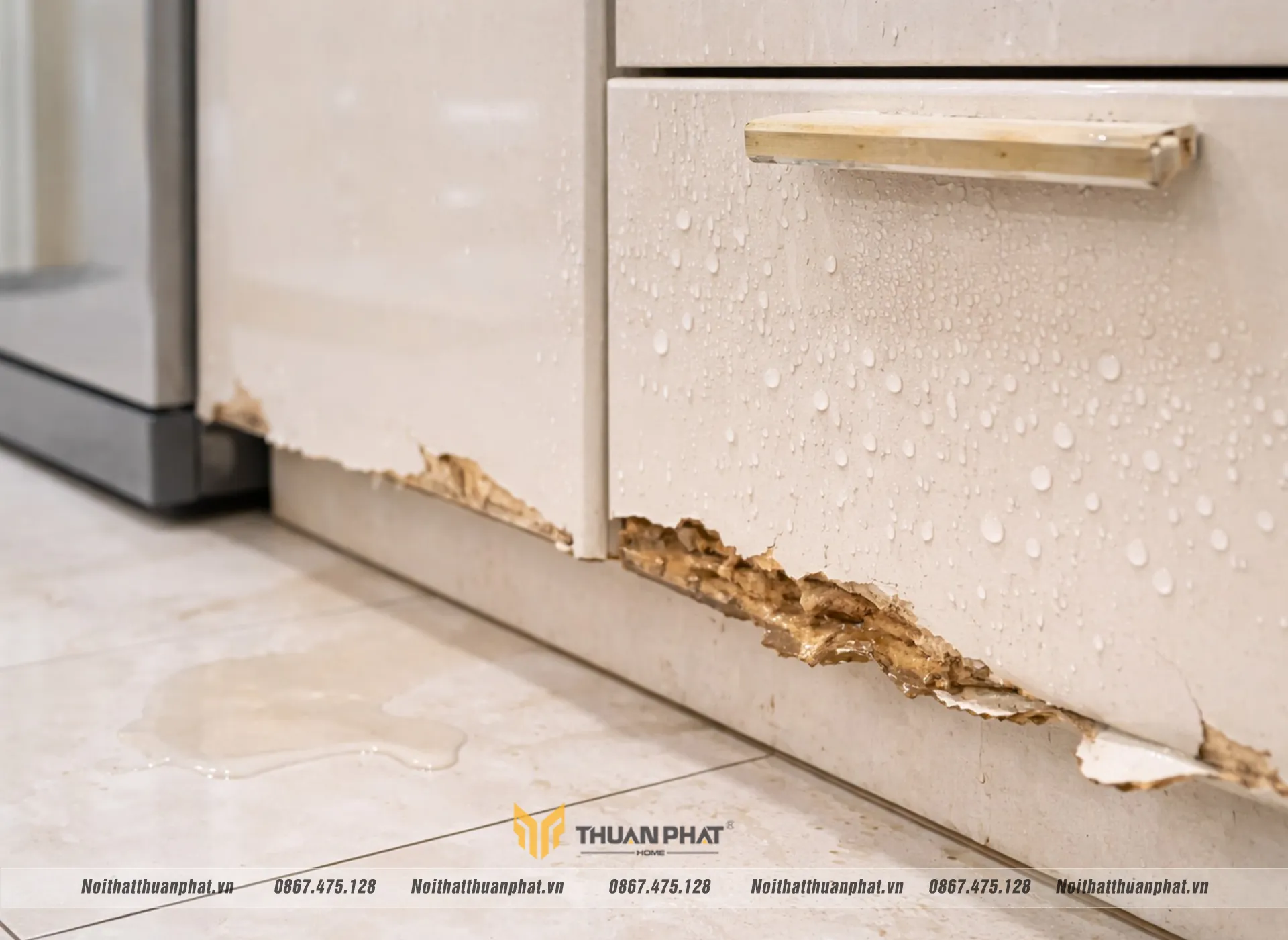 Cánh tủ bị bong chóc khi gặp nhiệt độ ẩm