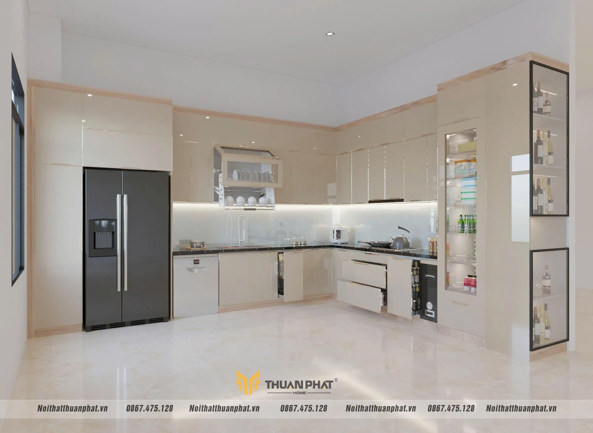 Tủ bếp inox cánh kính nhà anh Hoàng - Hoàng Quốc Việt