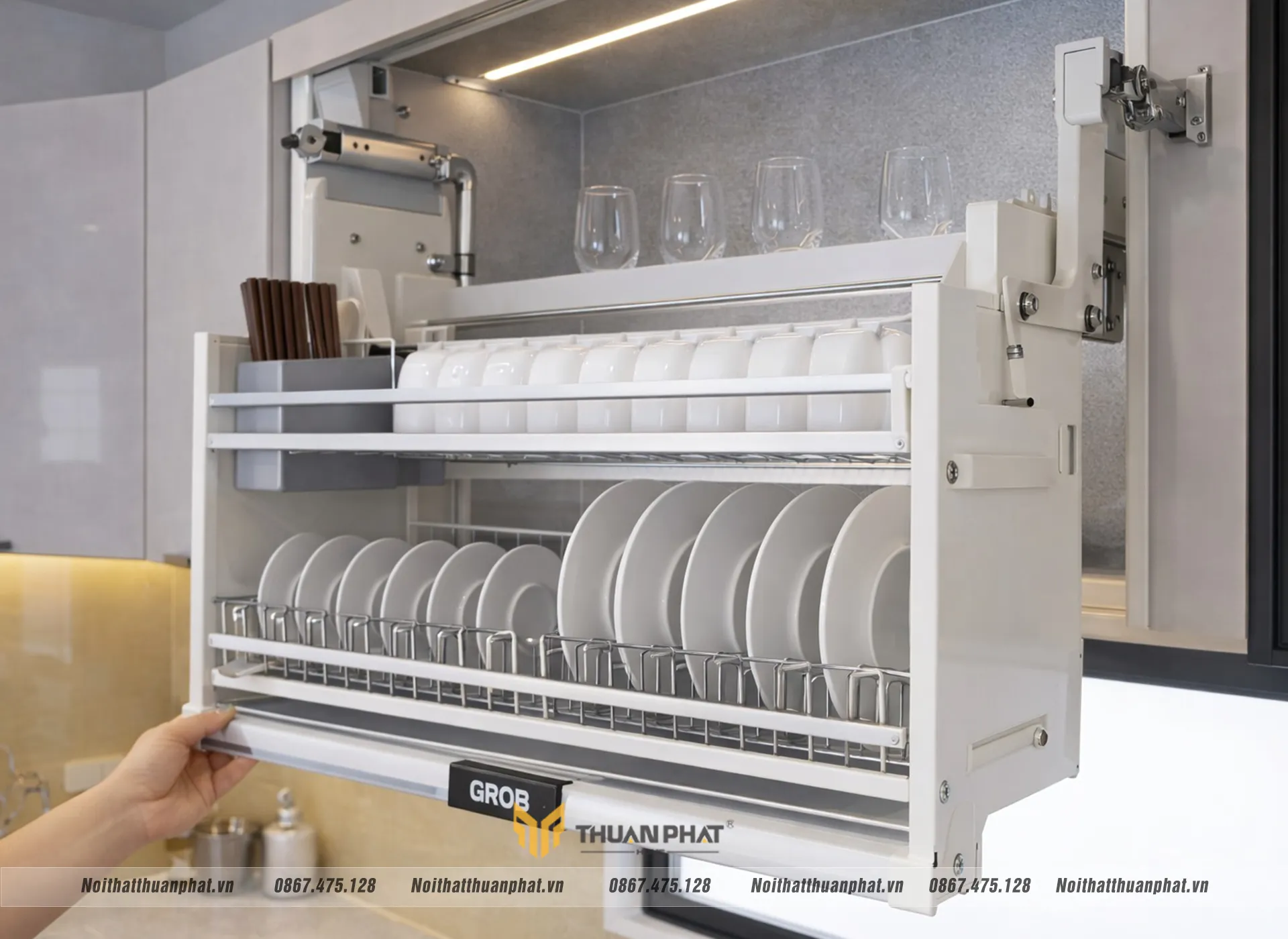 Gía bát nâng hạ trắng sứ