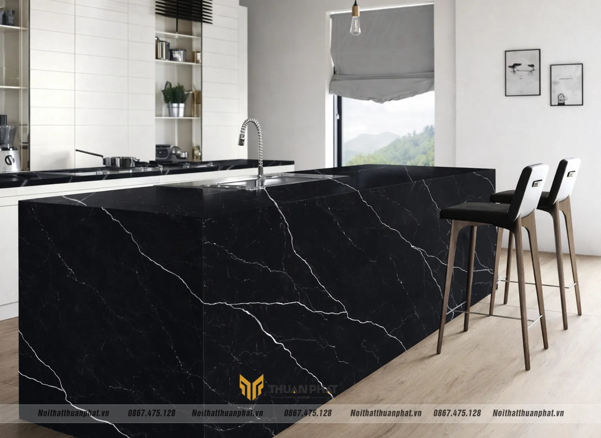 Bàn đảo được ốp bằng đá Quartz