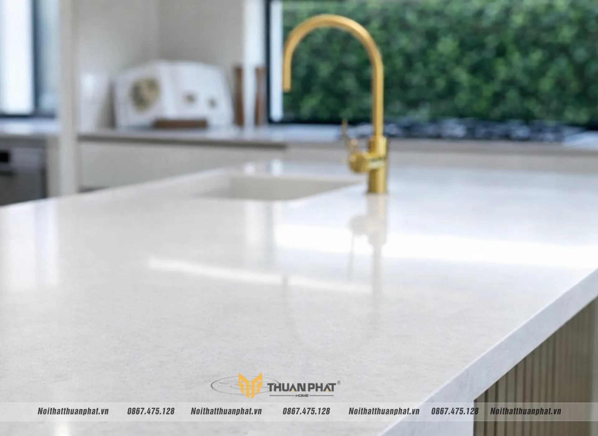 Đá Quartz được sử dụng làm mặt bếp