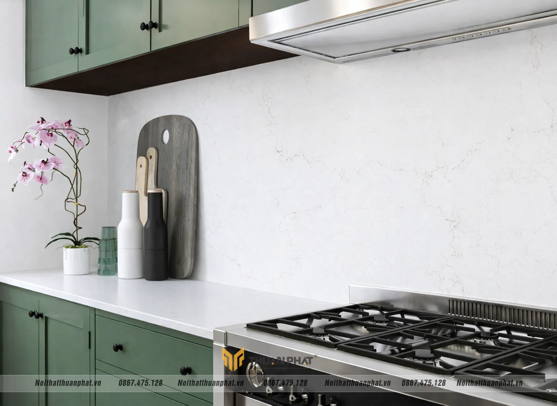 Đá Quartz ốp tường bếp