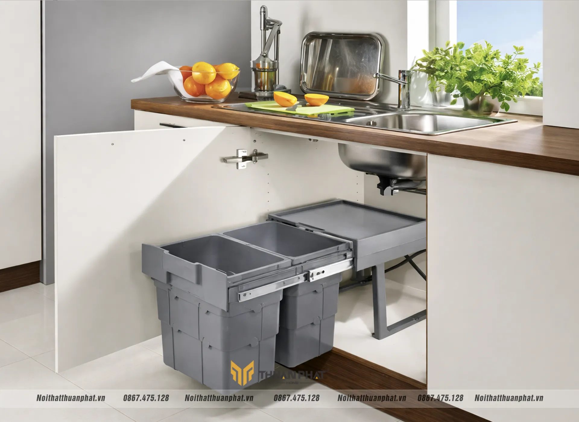 Thùng rác âm tủ tiện lợi sạch sẽ 