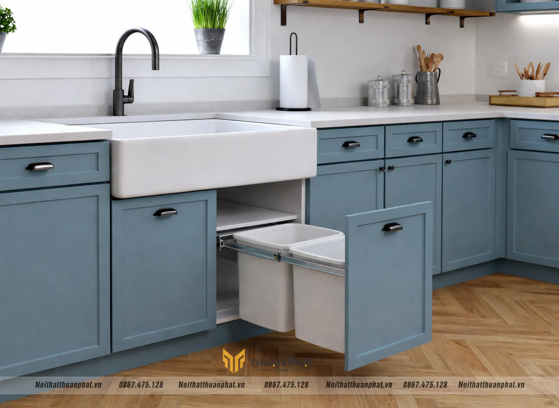 Vị trí lắp thùng rác âm tủ hợp lý 