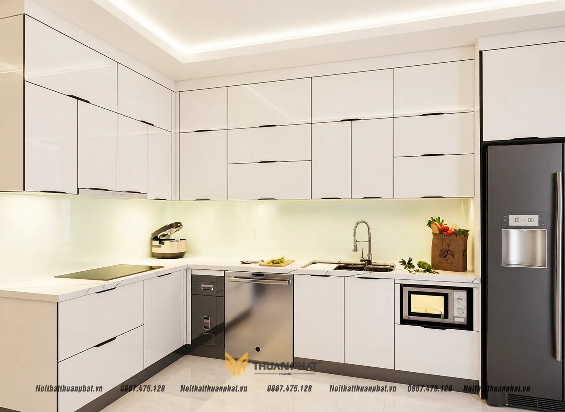 Tủ bếp inox cánh kính