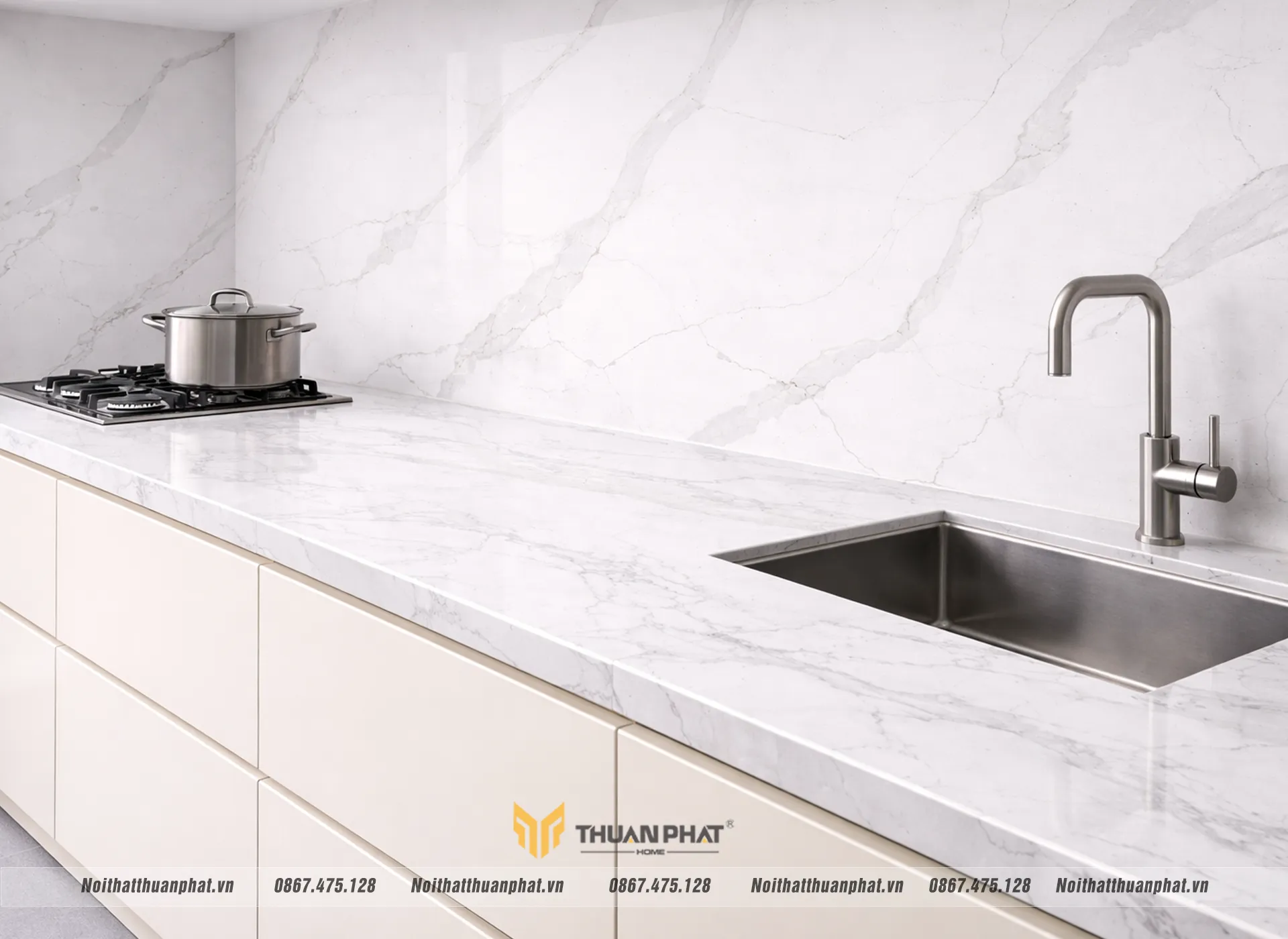 Mẫu đá thạch anh Blanc Gold