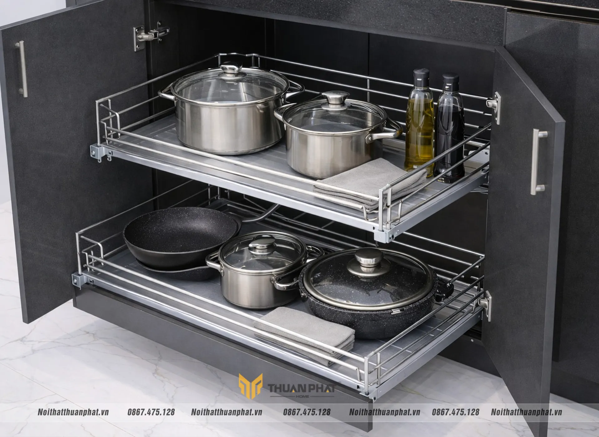Khoang để xoong nồi hai tầng