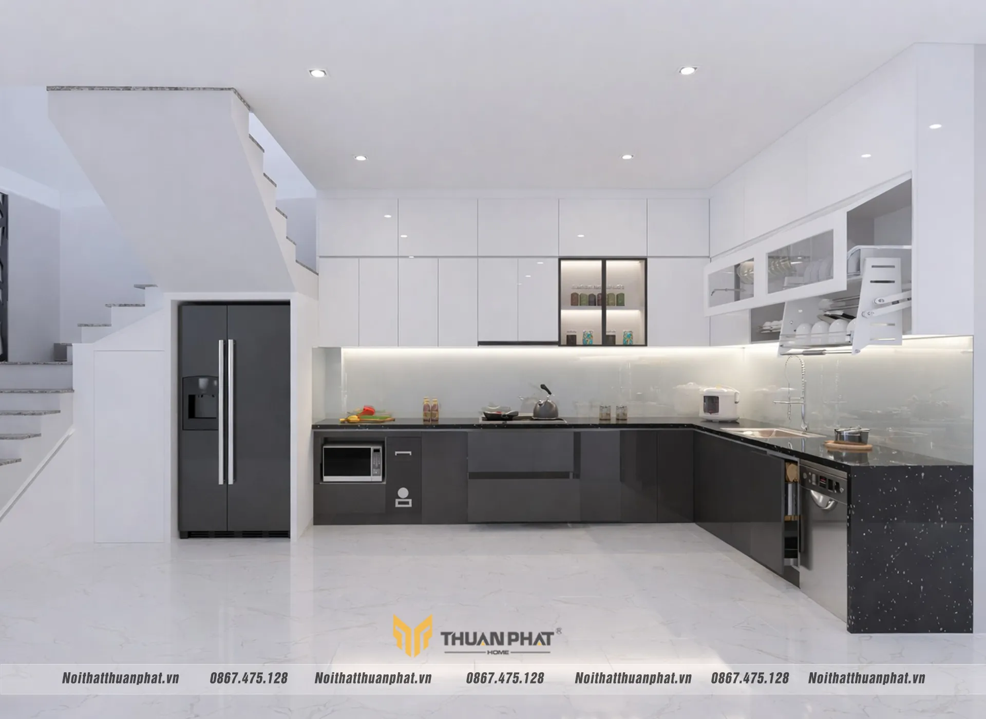 Bộ tủ bếp cánh Acrylic nhà chị Quyên - Thái Nguyên