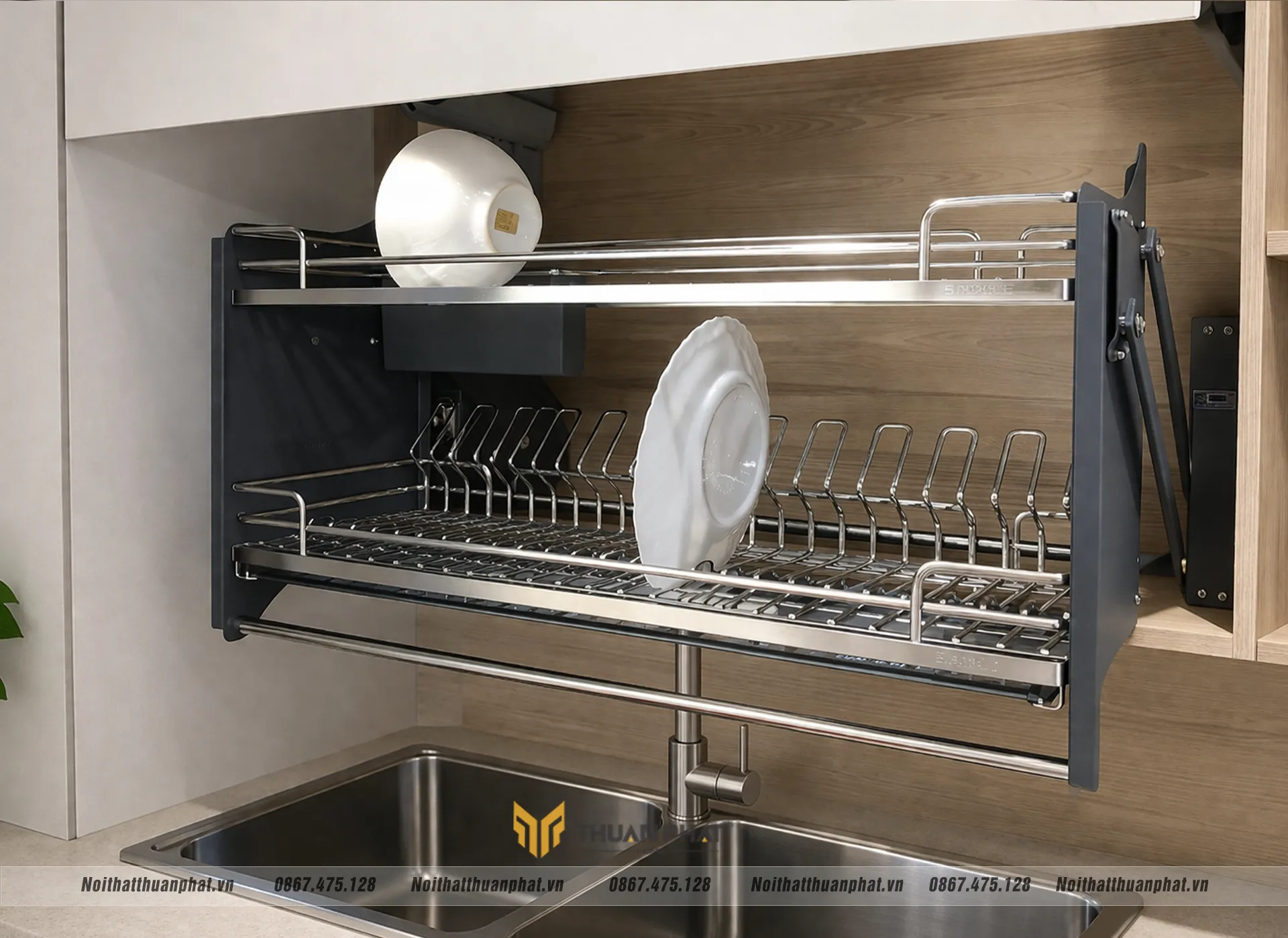 Gía bát nâng hạ lắp thẳng chậu rửa