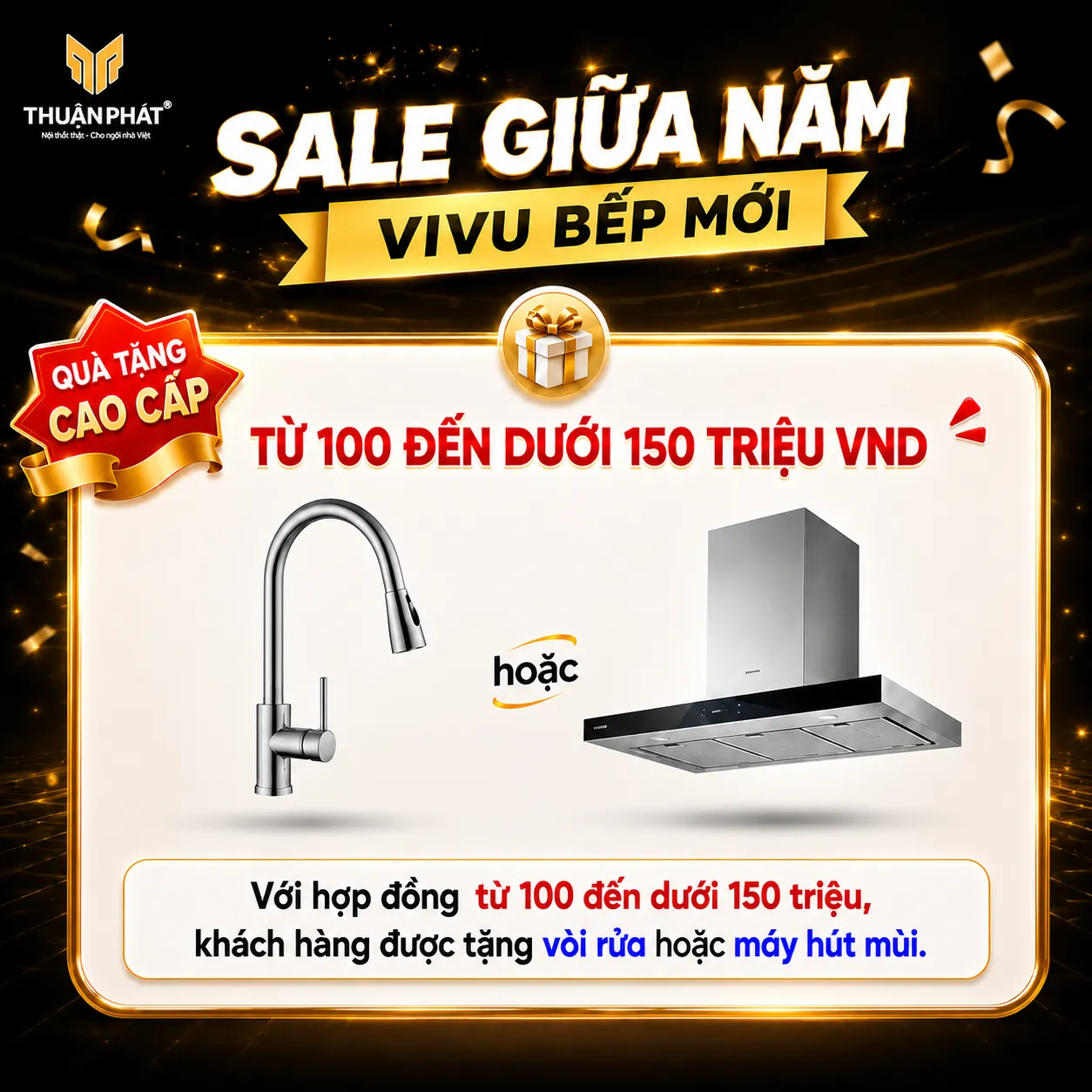 Vòi rửa bát và máy hút mùi Fandi dành cho khách hàng làm tủ bếp trọn gói