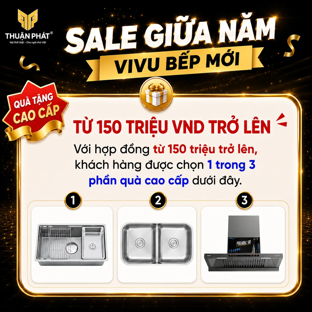 Chậu rửa và máy hút mùi cao cấp dành cho khách hàng làm tủ bếp trọn gói