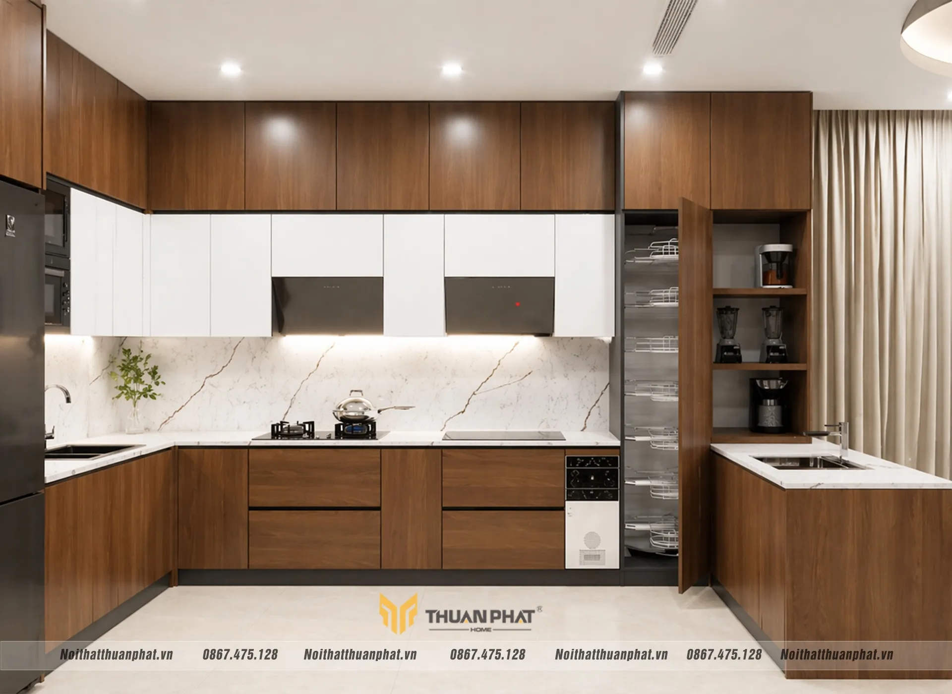 Tủ bếp nhựa cánh laminate vân gỗ