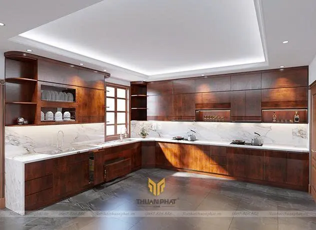 Tủ bếp gỗ gõ đỏ Pachy nhập khẩu loại 1