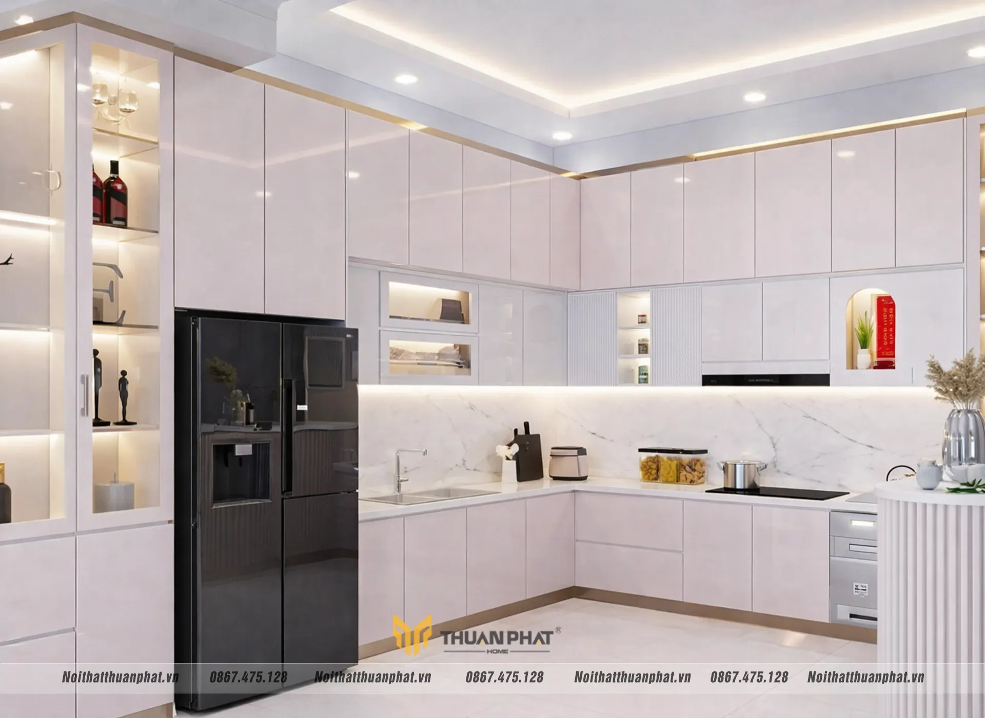 Tủ bếp cánh Acrylic cốt nhựa PVC