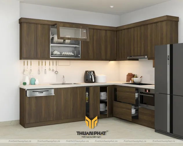 Mẫu tủ bếp nhựa Laminate nhà anh Tùng - Khâm Thiên